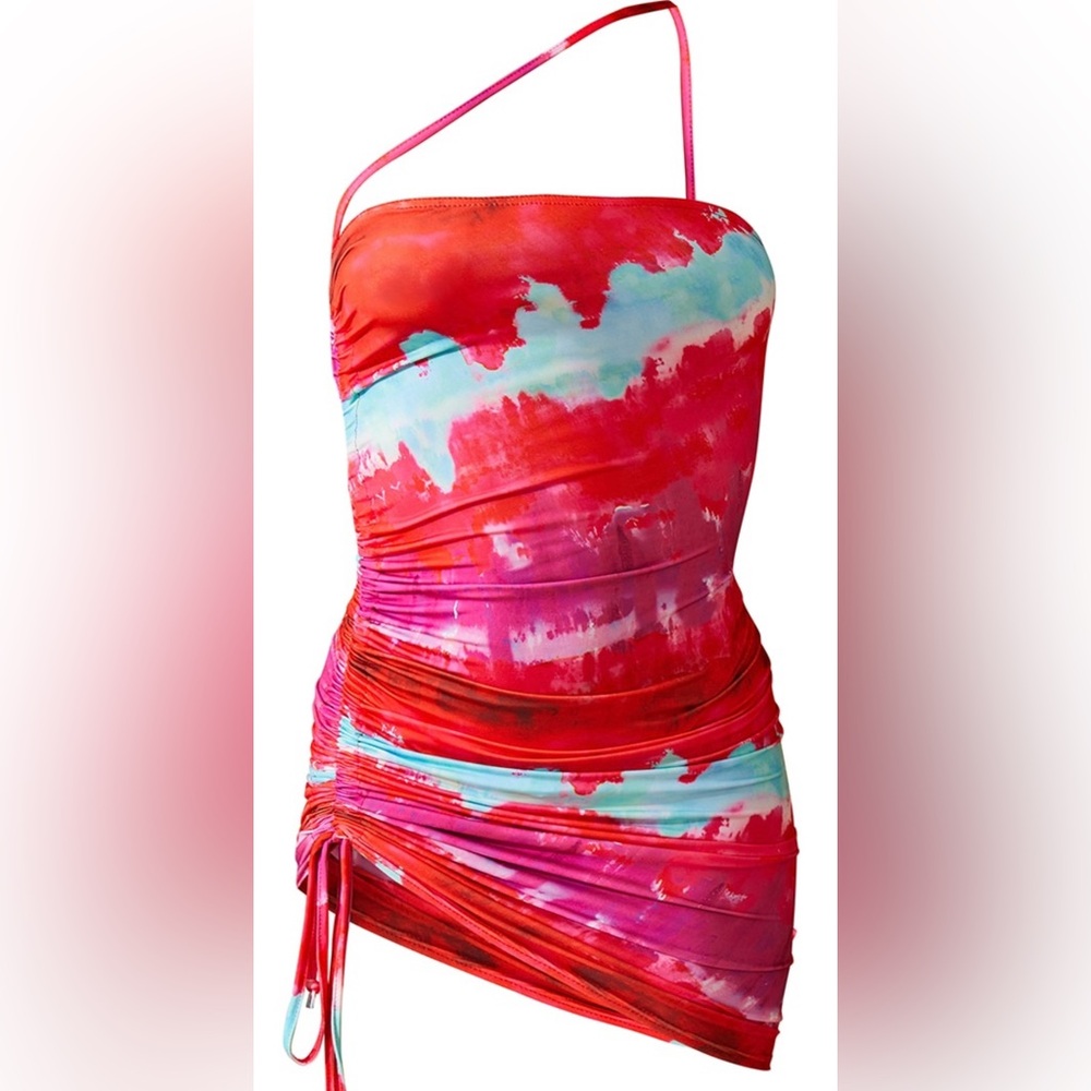 ✨ CLEAR OUT SALE ✨ NWT PrettyLittleThing Asymmetric Strap Ruched Bodycon Dress